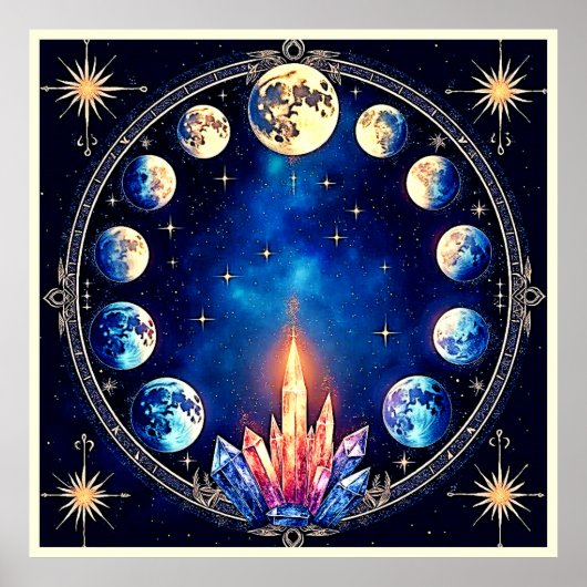 Poster Moon Phases Crystal Cosmos (Devant)