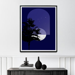 Poster Moon Print, Modern Boho Wall Art, 