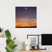 Poster Moon setting over San Francisco on hazy december (Bureau à domicile)