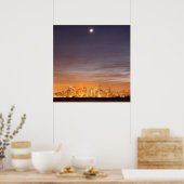 Poster Moon setting over San Francisco on hazy december (Cuisine)