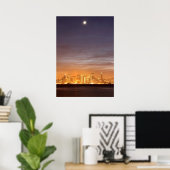 Poster Moon setting over San Francisco on hazy december (Bureau à domicile)