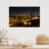 Poster Moon sur Seattle Downtown Skyline (Cuisine)