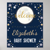 Poster Moon Twinkle Star Galaxy Baby shower Bienvenue (Devant)