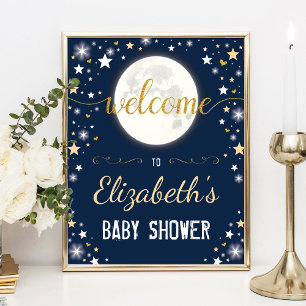 Poster Moon Twinkle Star Galaxy Baby shower Bienvenue