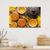 Poster Mooncake et thé, chinois mi-automne festival 2 (Cuisine)