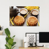 Poster Mooncake et thé, festival chinois mi-automne (Bureau à domicile)