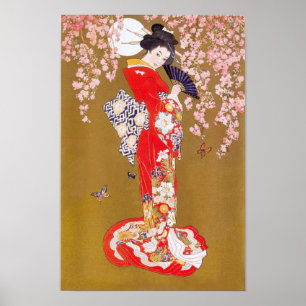 Poster Moonlight and Cherry Blossoms