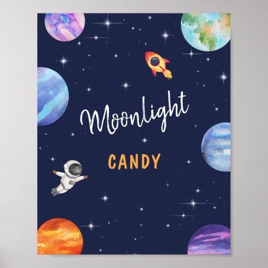 Poster Moonlight Candy Space Thème Anniversaire Symbole d (Devant)