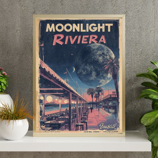 Poster Moonlight Riviera  Lunar Fantasy Seaside Boardwalk