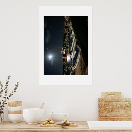 Poster Moonlit Boats (Cuisine)