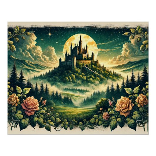 Poster "Moonlit Castle Dreamscape" Imaginaire enchanté (Devant)