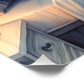 Poster Moonlit Coastal Bedroom with Sleeping Cat (Coin)