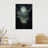 Poster Moonlit Forest Print, Gothic Witchy Decor, Dark (Cuisine)