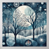 Poster Moonlit Nordic Forest, personnalisable (Devant)