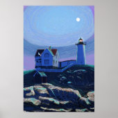 Poster Moonlit Nubble Lighthouse Standard Premium Canvas (Devant)