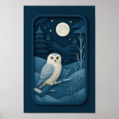 Poster Moonlit Owl in Snowy Forest (Devant)