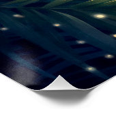 Poster Moonlit palm leaves with fireflies, watercolor (Coin)