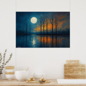Poster Moonlit Reflections - Bare Trees (Cuisine)