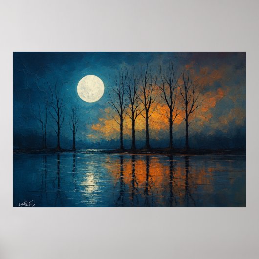 Poster Moonlit Reflections - Bare Trees (Devant)