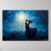 Poster Moonlit Romance Couple Embrasser Soirée Pittoresqu (Devant)