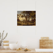 Poster Moonlit Scene of Indian Figures and Elephants amon (Cuisine)