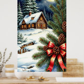 Poster 🏡 Moonlit Snowy Cabin in Enchanted Winter Forest  (Cuisine)
