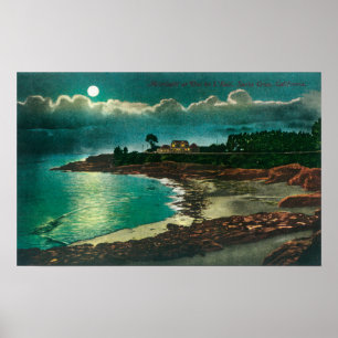 Poster Moonlit view of the Vue de l'EauSanta Cruz, CA