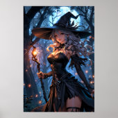 Poster Moonlit Witch in Enchanted Forest (Devant)