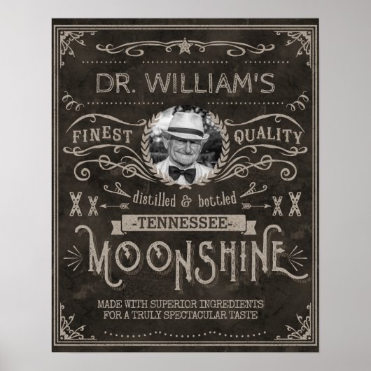 Poster Moonshine Vintage Hillbilly Medicine Custom Brown (Devant)
