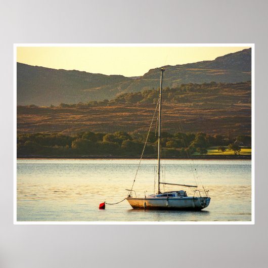 Poster Moored Sailboat at Sunset (Kenmare Bay) (Devant)