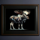 Poster Moose à dessin dur Pastel