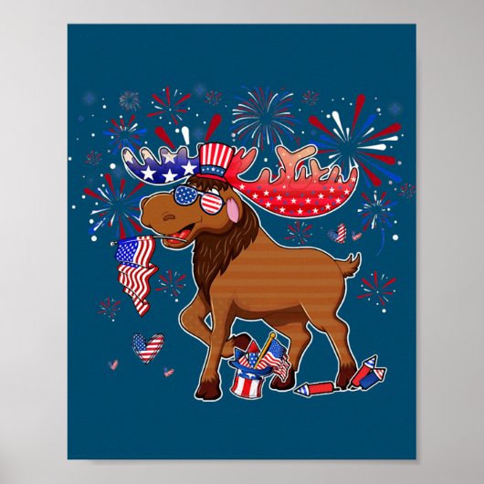 Poster Moose Avec Fireworks Lunettes de soleil Casquette  (Devant)