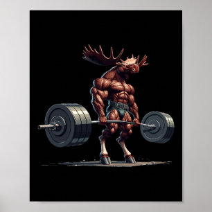 Poster Moose DeadLevant Gymnase Humour Poids Fitness