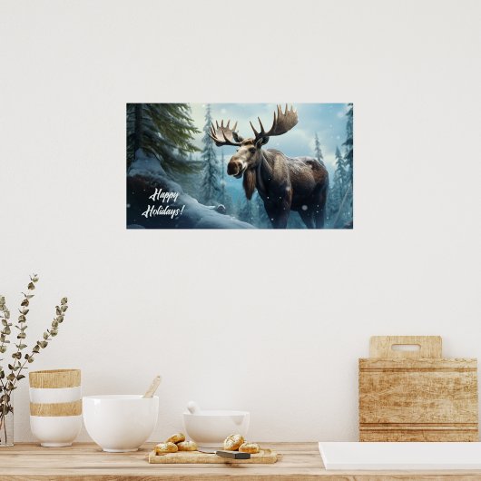 Poster Moose d'hiver de texte personnalisé (Cuisine)