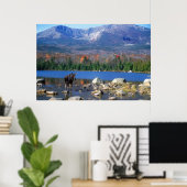 Poster Moose et Mont Katahdin (Bureau à domicile)