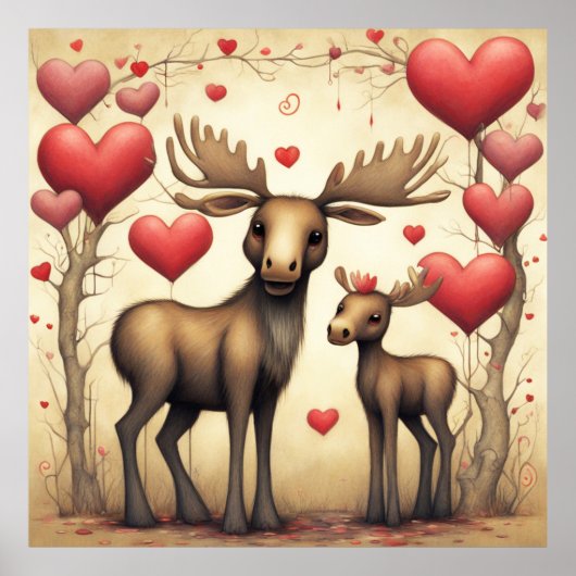 Poster Moose Love 2 (Devant)