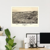 Poster Moosic, PA Carte panoramique - 1892 (Bureau à domicile)