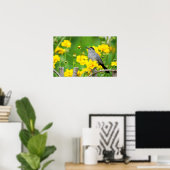 Poster Moqueur chat sur une clôture en bois (Bureau à domicile)