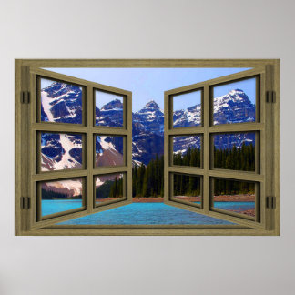 Poster Moraine Lake Bois Brown 6 Volet Ouvrir la fenêtre