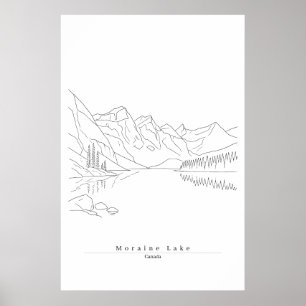 Poster Moraine Lake Canada Art de ligne minimaliste de vo