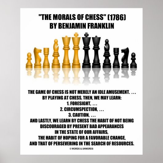 Poster Moralité Des Échecs Benjamin Franklin Échecs Réflé (Devant)