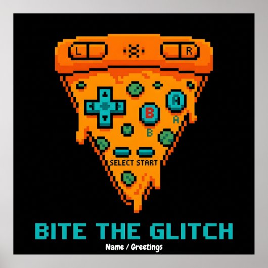 Poster Mords le Bug Retro 8-Bit Pixel Pizza Joueur (Devant)