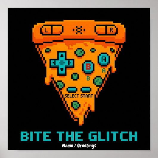Poster Mords le Bug Retro 8-Bit Pixel Pizza Joueur (Devant)