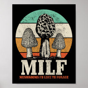 Poster Morel Chasse aux champignons M.i.l.f. Champignons