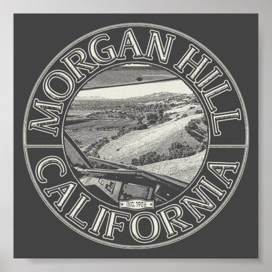 POSTER MORGAN HILL CALIFORNIA - DIABLO RANGE HILLS (Devant)