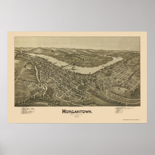 Poster Morgantown, carte panoramique de WV - 1897