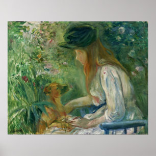Poster Morisot - Fille avec chien 1892