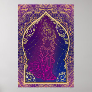 Poster Moroccan Purple & Gold Arabian Glam Danse du Ventr