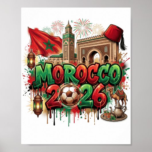 Poster Morocco Vintage Flag Moroccan African (Devant)