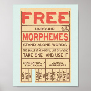 Poster Morphèmes libres Funny Grammar Anglais